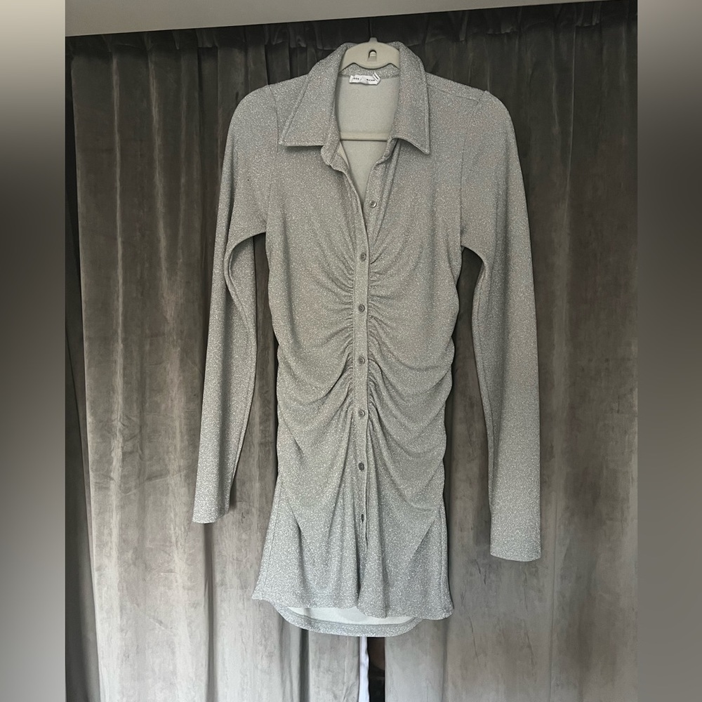 GOOD AMERICAN SHIMMERY SHIRT DRESS size M. Worn once!